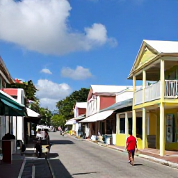 Caribbean Holidays, Barbados January Breaks, Historic streets and colourful buildings in Bridgetown, Barbados, with pedestrians browsing shops and enjoying a sunny afternoon