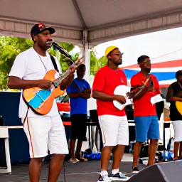 Caribbean Holidays, Barbados January Holidays, Bajan musicians performing lively calypso and reggae music at an outdoor community event in Barbados