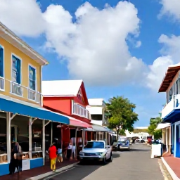 Caribbean Holidays, Barbados January Holidays, Bridgetown street scene in Barbados with colourful buildings, local shops, historic architecture and visitors exploring in warm sunshine