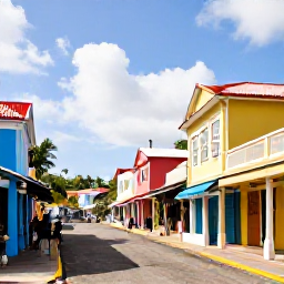Caribbean Holidays, Barbados January Holidays, Colourful Bridgetown street with historic buildings, local shops and visitors exploring Barbados in warm January sunshine