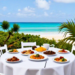 Caribbean Holidays, Barbados January Holidays, Traditional Bajan food served at a welcoming outdoor table near the coast in Barbados