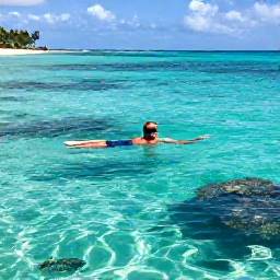 Caribbean Holidays, Barbados January Holidays, Traveller snorkelling in the clear shallow water off Barbados, colourful tropical fish, coral and a sunny Caribbean coastline