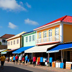 Caribbean Holidays, Barbados January Holidays, Visitors walking through historic Bridgetown, Barbados, past colourful colonial buildings and lively market stalls