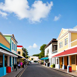 Caribbean Holidays, Barbados January Tours, Colourful Bridgetown street with colonial buildings, local shops, market stalls and visitors exploring Barbados on a bright morning
