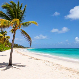 Caribbean Holidays, Barbados July Holidays, Wide sandy Caribbean beach in Barbados in July, turquoise sea, swaying palms and bright sunshine