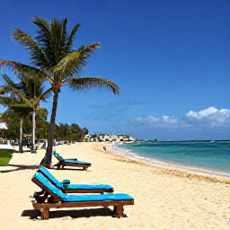 Caribbean Holidays, Barbados June Breaks, A relaxed Barbados beach scene in June with golden sand, turquoise water, sun loungers and palm trees near Bridgetown