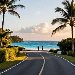Caribbean Holidays, Barbados Luxury Holidays, Luxury couple exploring a scenic Barbados coastal road with tropical countryside, blue sea and soft afternoon sunshine