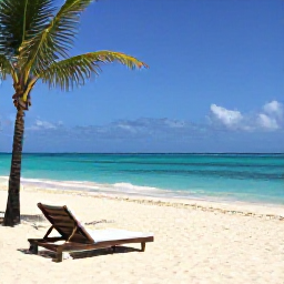 Caribbean Holidays, Barbados Luxury Holidays, Quiet white-sand beach in Barbados in June, turquoise water, a luxury sun lounger and palm trees