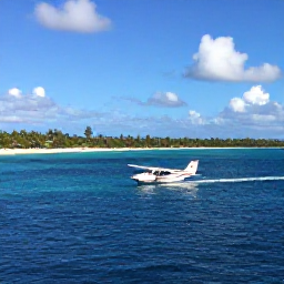 Caribbean Holidays, Barbados Multi-Centre, A small Caribbean aircraft or ferry connecting Barbados with another tropical island, with blue sea and bright skies