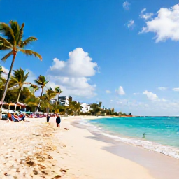 Caribbean Holidays, Barbados Multi-Centre, A sunny Barbados beach with turquoise sea, golden sand, palm trees and a relaxed February holiday atmosphere