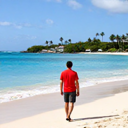 Caribbean Holidays, Barbados Multi-Country Holidays, Traveller enjoying a Caribbean multi-country holiday itinerary with Barbados beach in the foreground and tropical islands beyond