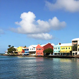 Caribbean Holidays, Barbados Multi-Country, Sunny Bridgetown waterfront in January with colourful buildings, palm trees and calm Caribbean Sea