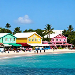 Caribbean Holidays, Barbados Multi-Country, Visitors exploring a lively Barbados coastal town with colourful buildings, a local market and friendly island atmosphere