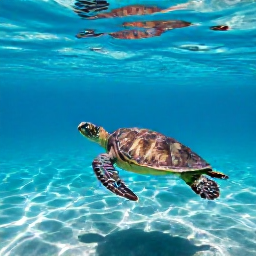 Caribbean Holidays, Barbados Nature Holidays, A sea turtle swimming in clear turquoise water beside a snorkeller on a Barbados reef in July