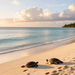 Caribbean Holidays, Barbados Nature Holidays, Barbados west coast beach at sunrise with calm turquoise water, golden sand and a few sea turtles near the shore