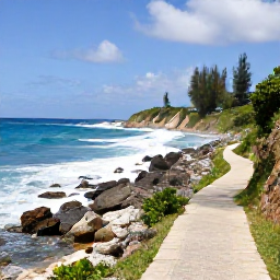 Caribbean Holidays, Barbados Nature Holidays, Dramatic east coast of Barbados with Atlantic waves, rocky shore and a scenic coastal walking path