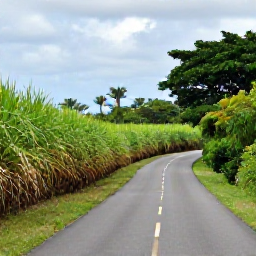 Caribbean Holidays, Barbados Nature Holidays, Green Barbados countryside in June with sugar cane fields, a winding road and tropical vegetation