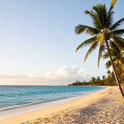 Caribbean Holidays, Barbados Nature Holidays, Lush Barbados coastline with turquoise sea, palm trees and a quiet sandy beach in warm morning light