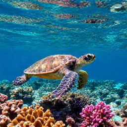 Caribbean Holidays, Barbados Nature Holidays, Sea turtles swimming above a colourful coral reef in clear Barbados water near the coast