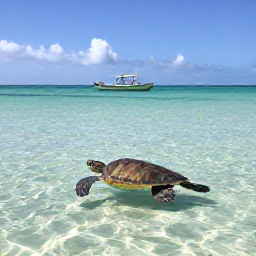 Caribbean Holidays, Barbados Nature Holidays, Sea turtles swimming in clear Caribbean water near a small boat off the Barbados coast