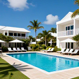 Caribbean Holidays, Barbados October Holidays, Comfortable family resort in Barbados with swimming pool, palm trees and bright tropical gardens during October