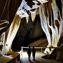 Caribbean Holidays, Barbados October Holidays, Family exploring Harrison's Cave in Barbados, dramatic limestone formations, walkways and soft atmospheric lighting