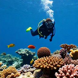 Caribbean Holidays, Barbados Scuba Diving, Colourful coral reef and tropical fish seen by a scuba diver near the Barbados coast