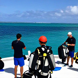 Caribbean Holidays, Barbados Scuba Diving, Friendly Barbados dive boat leaving a sunny harbour with divers preparing equipment and turquoise sea beyond