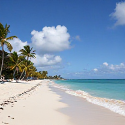 Caribbean Holidays, Barbados Scuba Diving, Golden beach, calm Caribbean Sea and palm trees on the Barbados coast in June