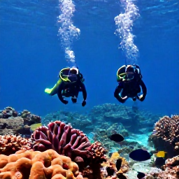Caribbean Holidays, Barbados Scuba Diving, Scuba divers exploring a shallow Barbados coral reef with angelfish, parrotfish and clear blue water