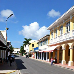 Caribbean Holidays, Barbados September Tours, Visitors exploring Bridgetown Barbados on foot, with colourful historic buildings, street life, shops and a sunny Caribbean atmosphere