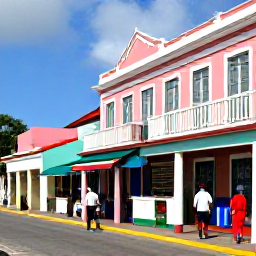 Caribbean Holidays, Barbados September, Visitors exploring Bridgetown Barbados, with colourful architecture, local shops and a historic Caribbean atmosphere
