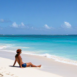 Caribbean Holidays, Barbados Solo Holidays, Solo traveller relaxing on a bright Barbados beach in December, turquoise sea, soft sand and gentle sunshine