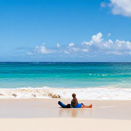 Caribbean Holidays, Barbados Solo Holidays, Solo traveller relaxing on a quiet Barbados beach in May, turquoise sea, golden sand and gentle sunshine