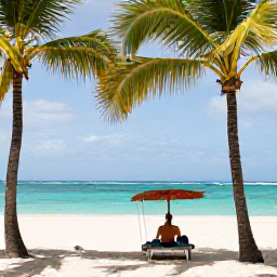 Caribbean Holidays, Barbados Solo Holidays, Solo traveller relaxing on a quiet Barbados beach in warm March sunshine, turquoise sea and swaying palms