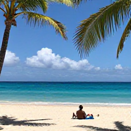 Caribbean Holidays, Barbados Solo Holidays, Solo traveller relaxing on a sunny Barbados beach in August, with turquoise sea, golden sand and swaying palms