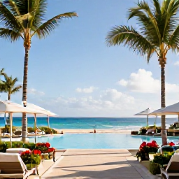 Caribbean Holidays, Barbados Spa Breaks, Elegant Barbados resort at Christmas with subtle festive decorations, palm trees, swimming pool and sunny Caribbean beach