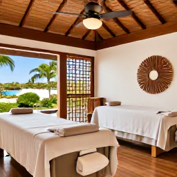 Caribbean Holidays, Barbados Spa Breaks, Elegant Barbados resort spa interior with natural wood, tropical flowers, treatment rooms and a relaxed professional atmosphere