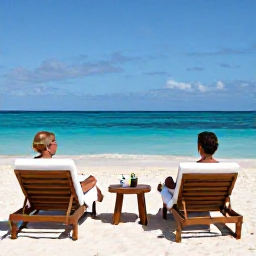 Caribbean Holidays, Barbados Spa Breaks, Peaceful Barbados beach with sun loungers, turquoise sea, soft white sand and a couple enjoying a quiet spa holiday