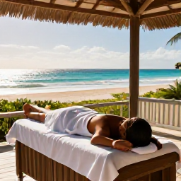 Caribbean Holidays, Barbados Spa Breaks, Relaxing beachfront spa treatment at a luxury Barbados resort in warm April sunshine