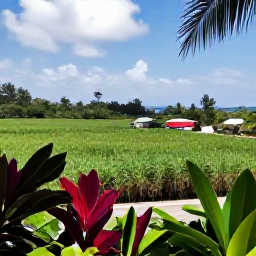 Caribbean Holidays, Barbados Tours, Barbadian countryside in August with lush sugar cane fields, a scenic coastal road and a small village framed by tropical plants