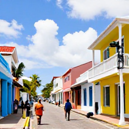 Caribbean Holidays, Barbados Tours, Guided walking tour through Bridgetown, Barbados, showing colourful buildings, historic architecture and relaxed shoppers in the streets