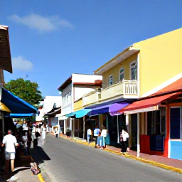 Caribbean Holidays, Barbados Tours March, Colourful Bridgetown street scene in March with historic buildings, local shops and visitors exploring on foot