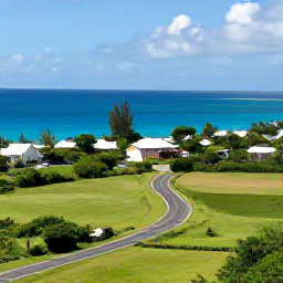 Caribbean Holidays, Barbados Tours May, A scenic Barbados coastal road winding past green fields, historic houses and views of the blue Caribbean Sea