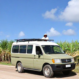 Caribbean Holidays, Barbados Tours, Open-sided safari bus travelling through green Barbados countryside with sugar cane fields and a friendly local guide
