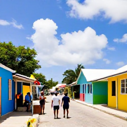 Caribbean Holidays, Barbados Walking Holidays, A relaxed Barbados village street with colourful houses, a small rum shop and walkers greeting local residents