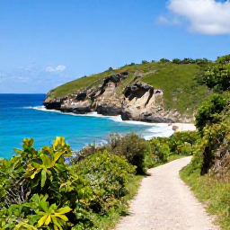 Caribbean Holidays, Barbados Walking Holidays, A scenic coastal walking trail in Barbados with turquoise sea, coral cliffs, tropical vegetation and a sunny blue sky