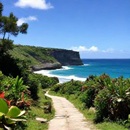 Caribbean Holidays, Barbados Walking Holidays, A sunny coastal walking trail in Barbados with turquoise sea, coral cliffs and green tropical vegetation in March