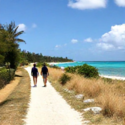 Caribbean Holidays, Barbados Walking Holidays, Walkers following a quiet coastal path beside turquoise sea and golden grass in Barbados in October