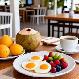 Caribbean Holidays, Barbados Wellness, Healthy Caribbean breakfast at a relaxed Barbados caf&eacute;, fresh fruit, coconut, local produce and outdoor seating